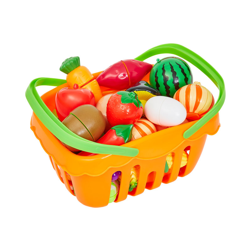 46-Piece Multicolor ABS Plastic Play Food Set with Kitchen Accessories