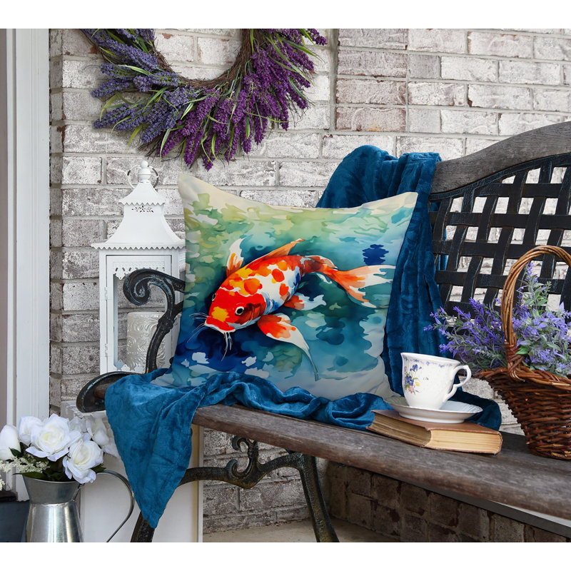 Koi Fish Throw Pillow, 18"H x 18"W