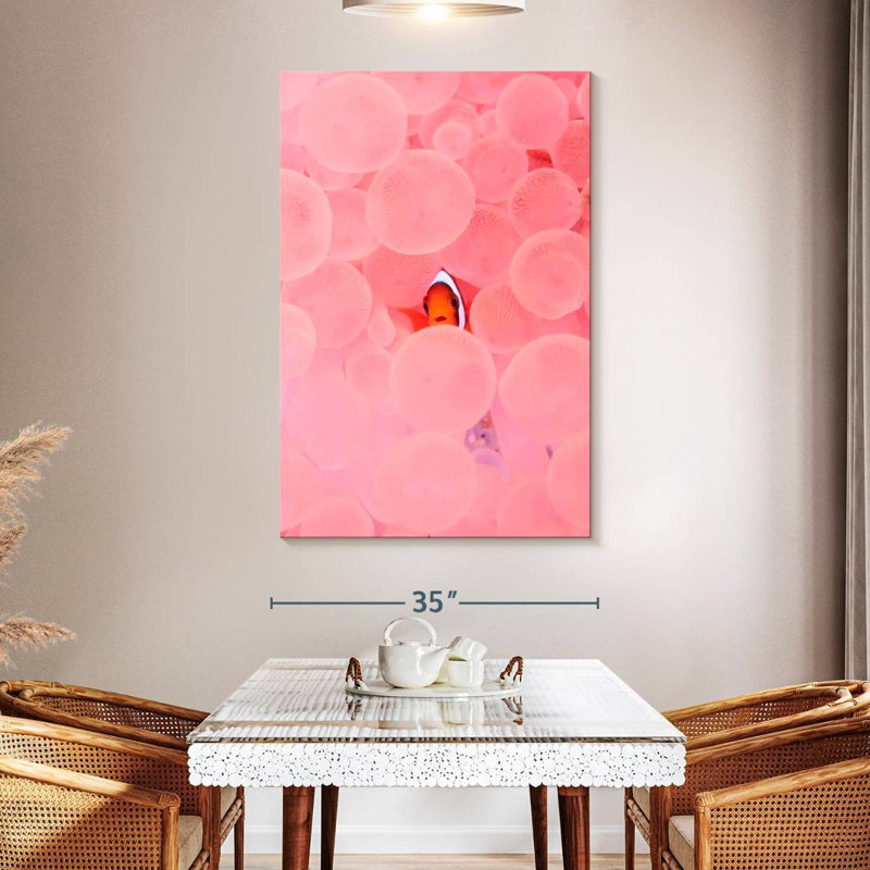 Brampt Pink Habitat Clownfish, 51" H x 34" W