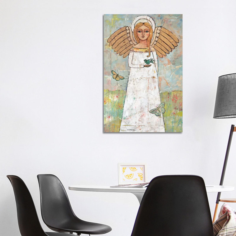 Angel From The Meadow With Bird by Teresa Kogut - Print on Canvas, Wrapped Canvas, 66.04 cm H x 45.72 cm W x 3.175 cm D