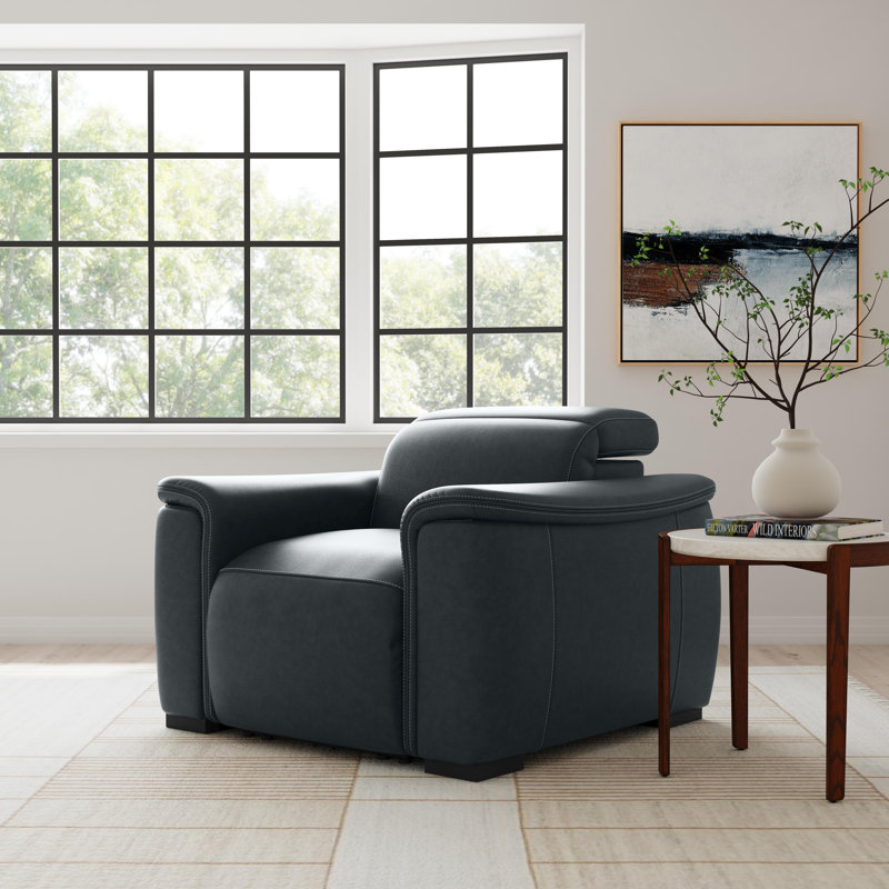 Fauteuil inclinable électrique avec repose-tête électrique Caldwell, Bleu