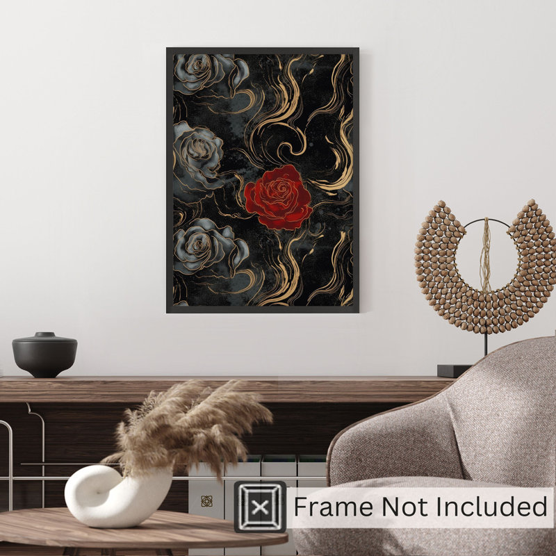 «Floral Luxe Rose Symphony III», reproduction d'art moderne sans cadre, H 16 po x l 12 po
