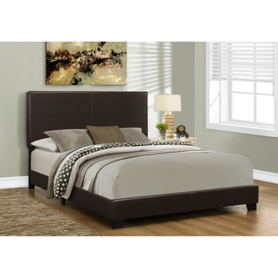 Grand lit rembourré brun pour la sophistication de la chambre à coucher