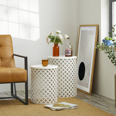 S/2 Multi-functional Metal Garden Stool Accent Stool