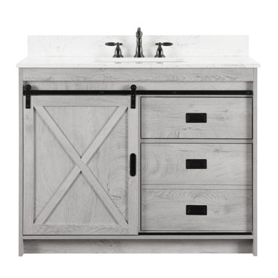 Jillian 42" W Free-Standing Manufactured Wood Single Vanity with Engineered Stone Top