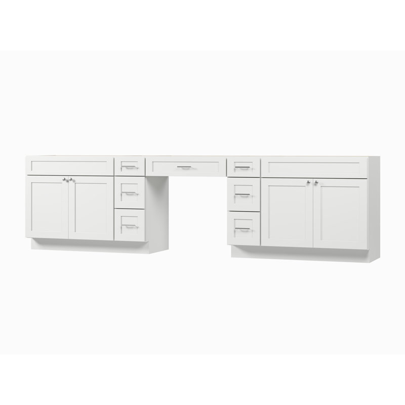 126'' Double Bathroom Vanity Base Only, White