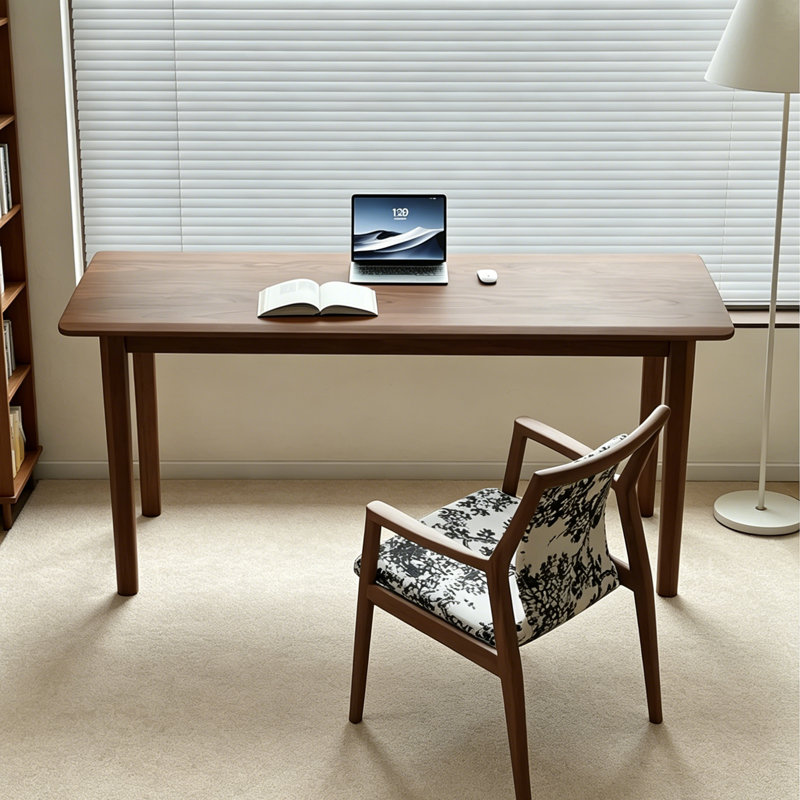 Simple Solid Wood Walnut Rectangle Desk, 29.5" H x 55.1" W x 25.6" D