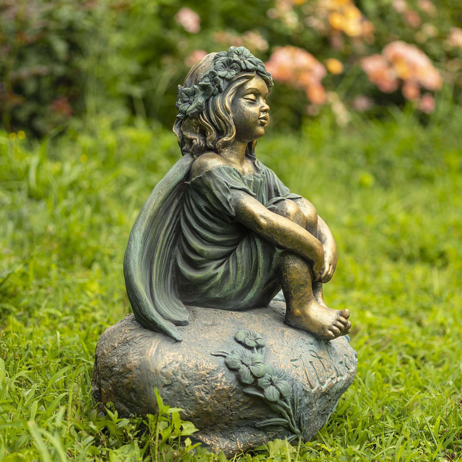 Trinx Fairy Sitting Magnesium Garden Statue | Wayfair