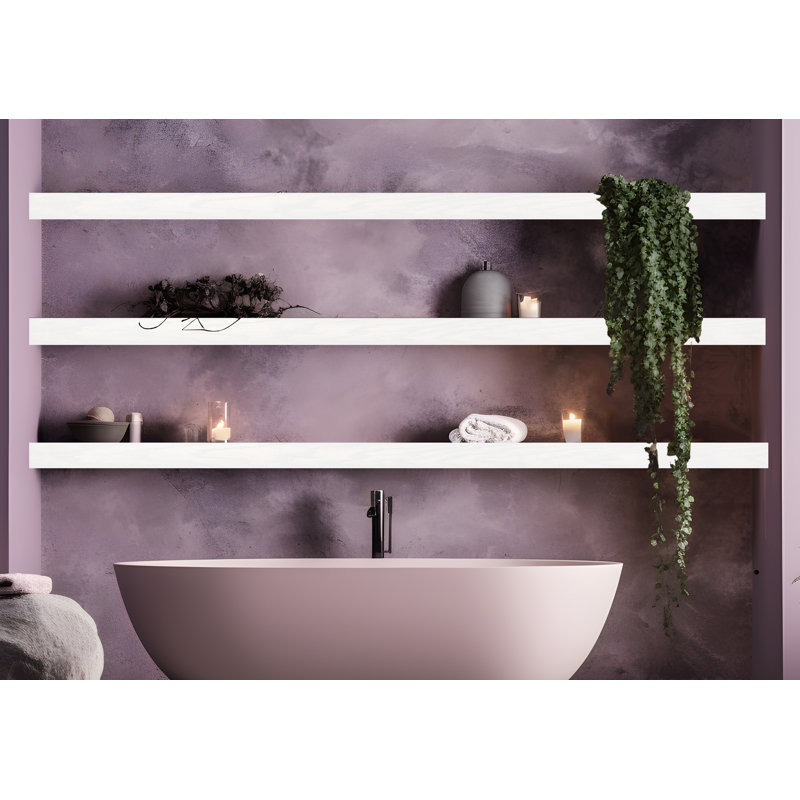 Emerald Lee 3 Piece Oak Floating Shelf, White, 4" H x 59" W x 7" D