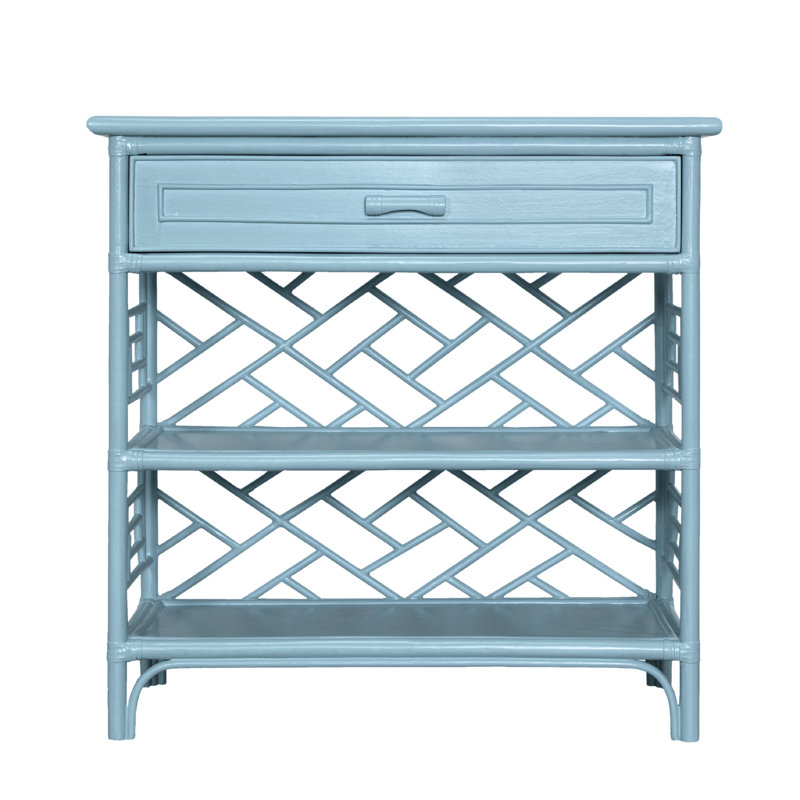 Chippendale End Table, Pool Blue