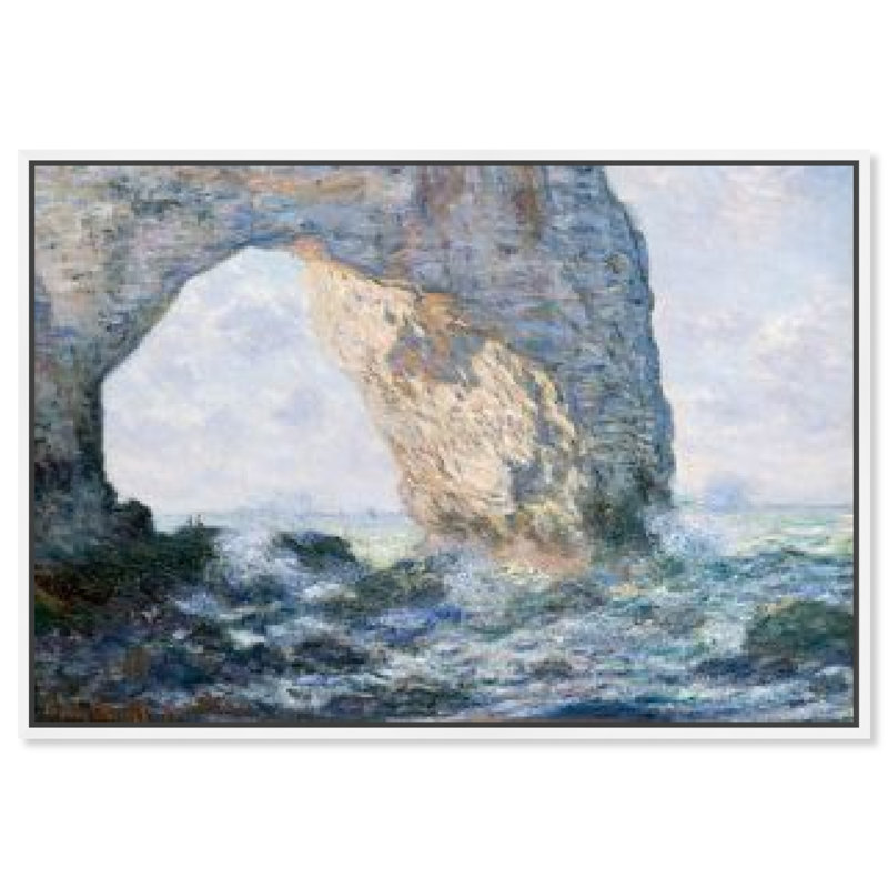 Art mural Monet The Manneporte Etretat par Art Remedy, Cadre blanc, H 25 po x l 31 po