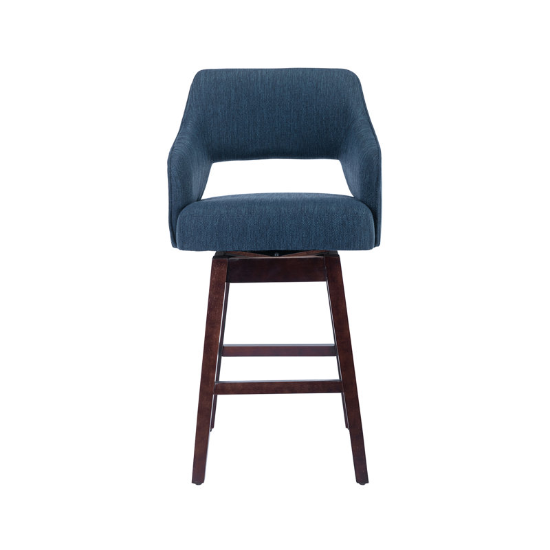 Tabouret de comptoir pivotant Elser, Café noir, Bleu