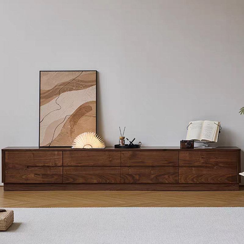 Simple black walnut wooden TV cabinet, 16.53"H x 78.74"L x 15.74"W