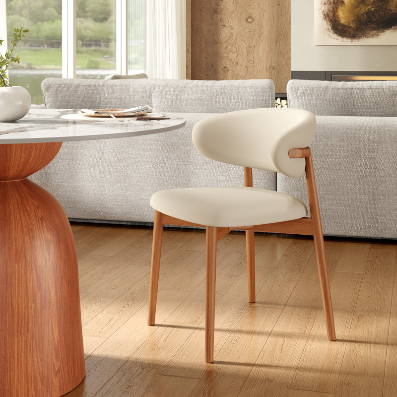 Vicente Dining Set, Mid-Century Modern Table & Upholstered Chair Set For Home, Kitchen, Dining Room, 5, Brown