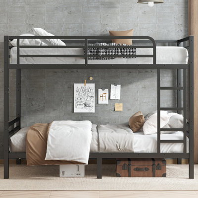 Metal Bunk Bed for Teens and Adults,Space-Saving/Noise Reduced/No Box Spring Needed, Black by Isabelle & Max
