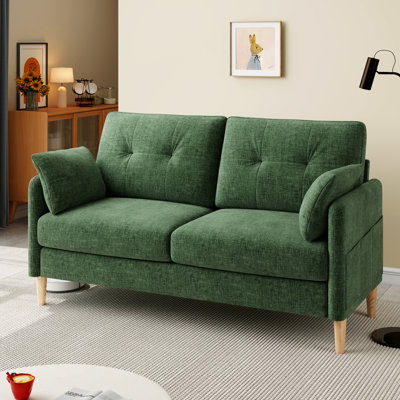 Canapé capitonné en chenille de 62 po avec 2 coussins et poches de rangement George