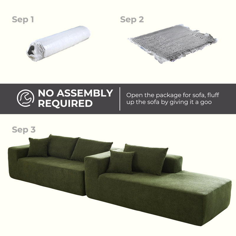 106" Cloud Upholstered Sectional Couch With L-shape Chaise Modern Modular Sofa For Living Room Bedroom