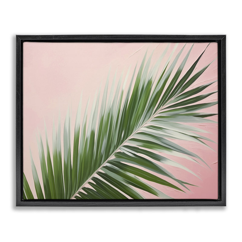  "Wispy Palm Leaf", art mural sur toile flottante par Arlington Prints, H 17 po x l 21 po, Cadre flottant noir de jais