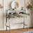 33.9" Mirrored Makeup Vanity Desk With Mirror And Lights, Mirrored Console Vanity Table With 2 Big Drawers & Open Shelf, Dressing Table With Charging Station For Bedroom