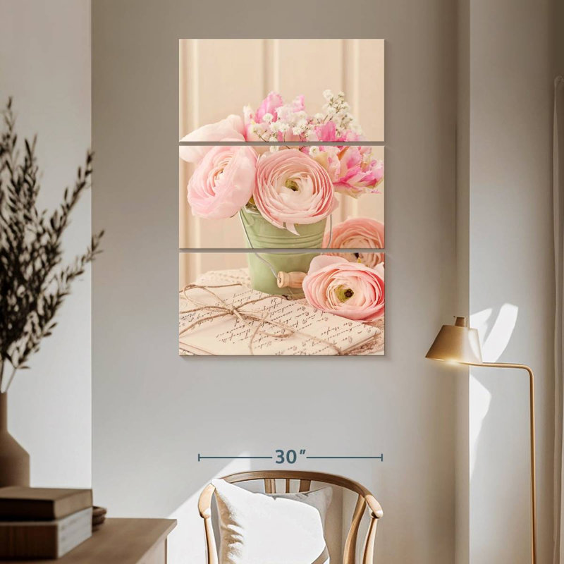 Harnek fleurs roses, H 65 po x l 42 po