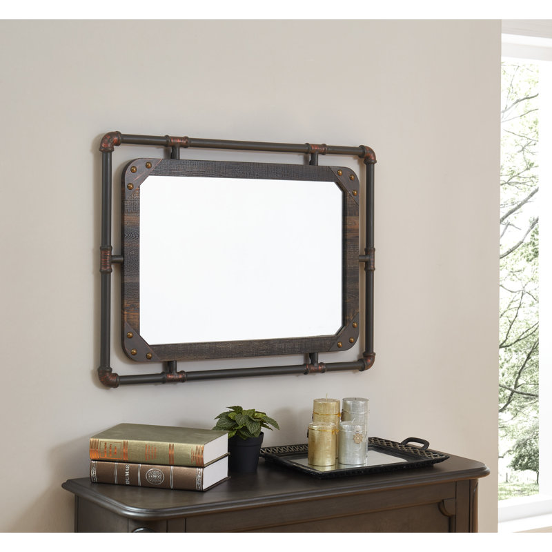 Antioch Flat Wall Mirror, Antique Black/Espresso