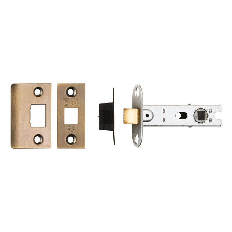 Lorie Tubular Mortice Latch, Antique Brass, 2.5" H x 7.6" W x 2" D