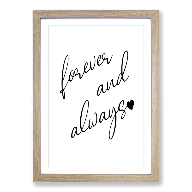 Forever and Always - Picture Frame Typography, Oak, 48cm H x 36cm W x 2cm D
