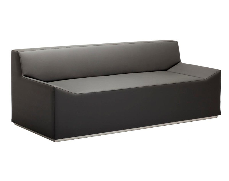 Couchoid Leather Sofa, Slate Genuine Leather, 28" H x 75" W x 34" D