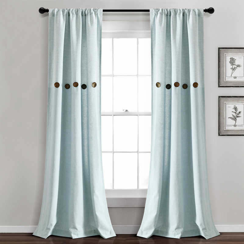 Panneaux de rideaux semi-diaphanes avec passe-tringle, Bleu