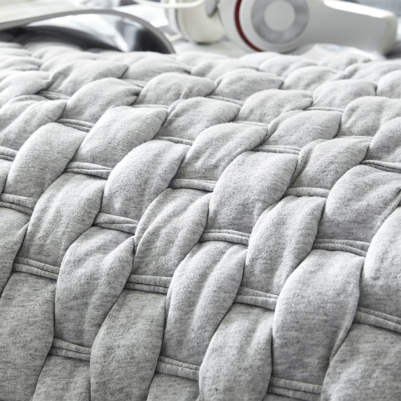 Édredon surdimensionné 100% coton tricoté et bouclé Knit and Loop - gris / gris glacier, Édredon simple