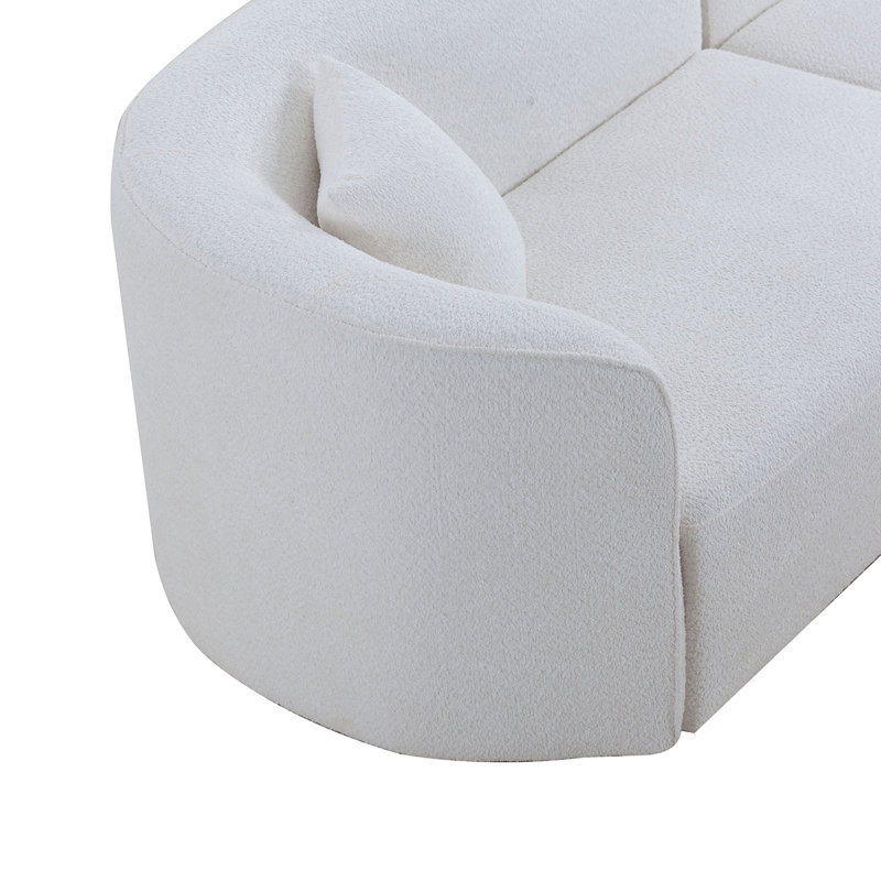 Canapé courbé 3 places Braylon Boucle, Beige Boucle