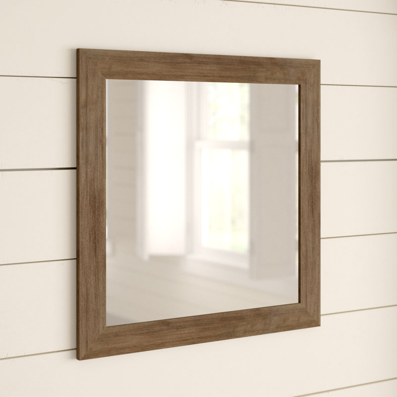 Adnrea Wood Flat Wall Mirror, 17.5" H x 17.5" W
