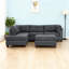 Canapé modulaire réversible en cuir reconstitué 3 pièces avec repose-pieds et clous décoratifs-121727680