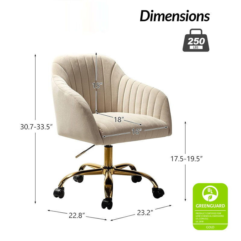 Chaise de travail en velours Adan, Velours havane