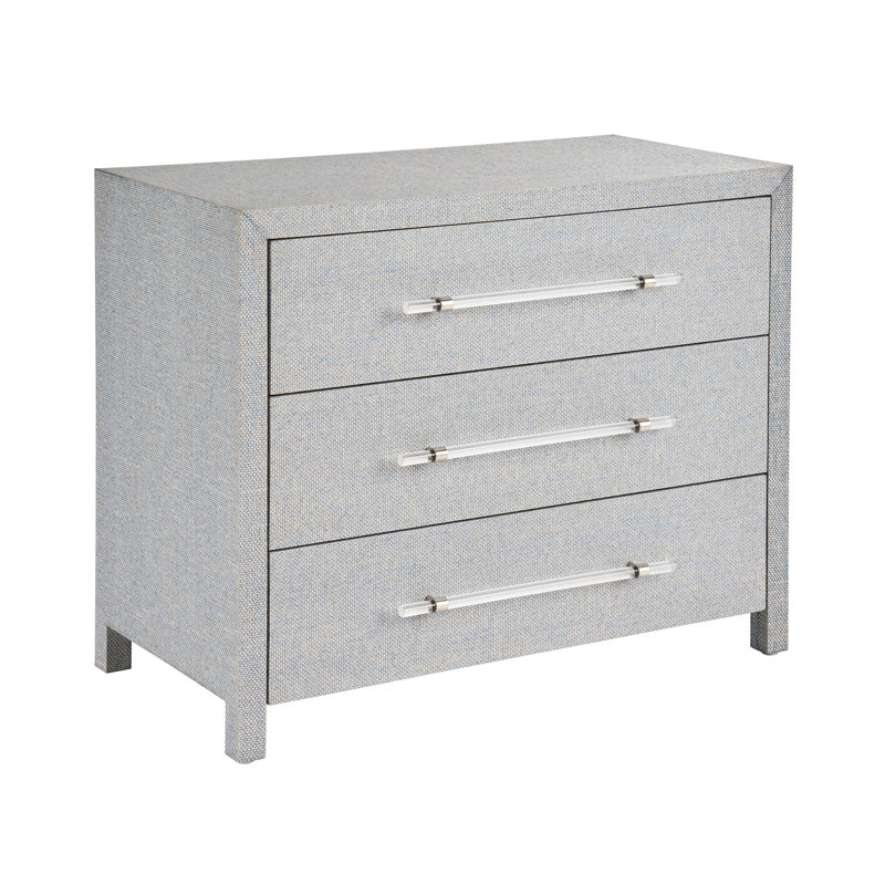 Gray Coastal 3-Drawer Chest with Acrylic Pulls