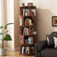 Bibliothèque rotative à 5 niveaux, bibliothèque rotative à 360 °, peu encombrante, petite bibliothèque rotative pour chambre à coucher, salon, maison, bureau, noyer