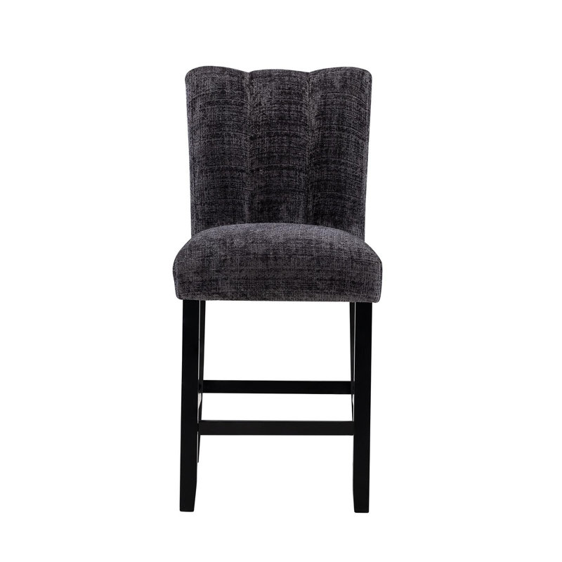 Ensemble de 2 tabourets de bar gris foncé Magaly, Siège gris foncé / structure noire