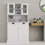 Armoire de salle de bain inclinable à deux compartiments avec panier à linge haut et 2 tablettes réglables-593208869