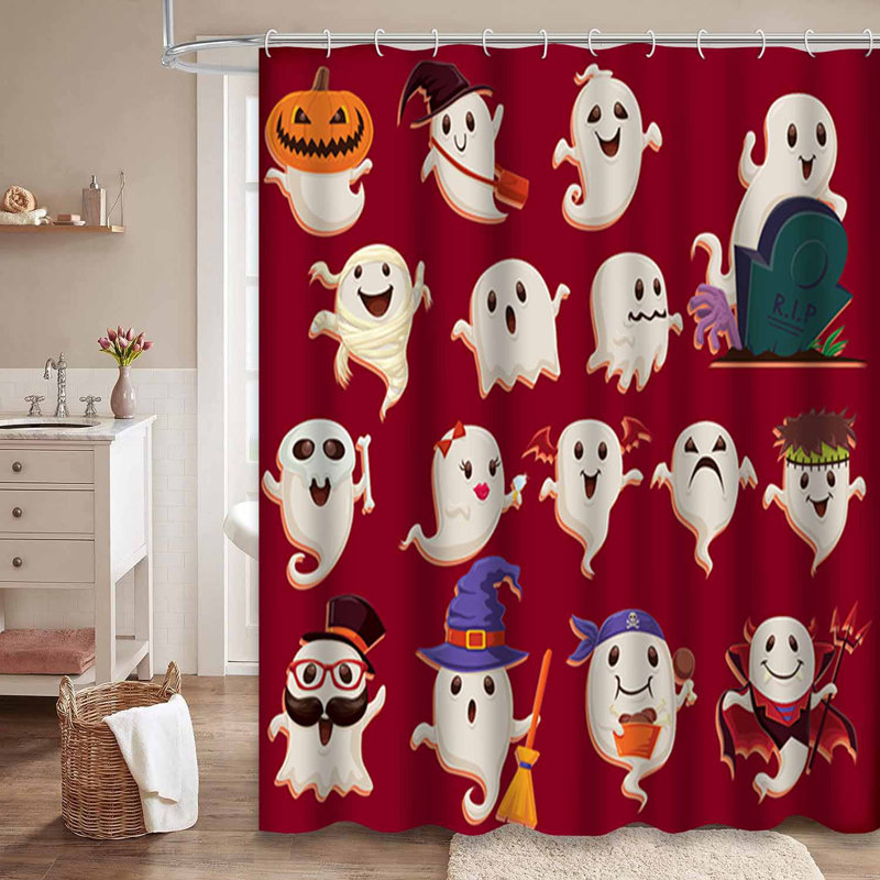 Rideau de douche rétro avec 12 crochets, L 72 po x l 78 po