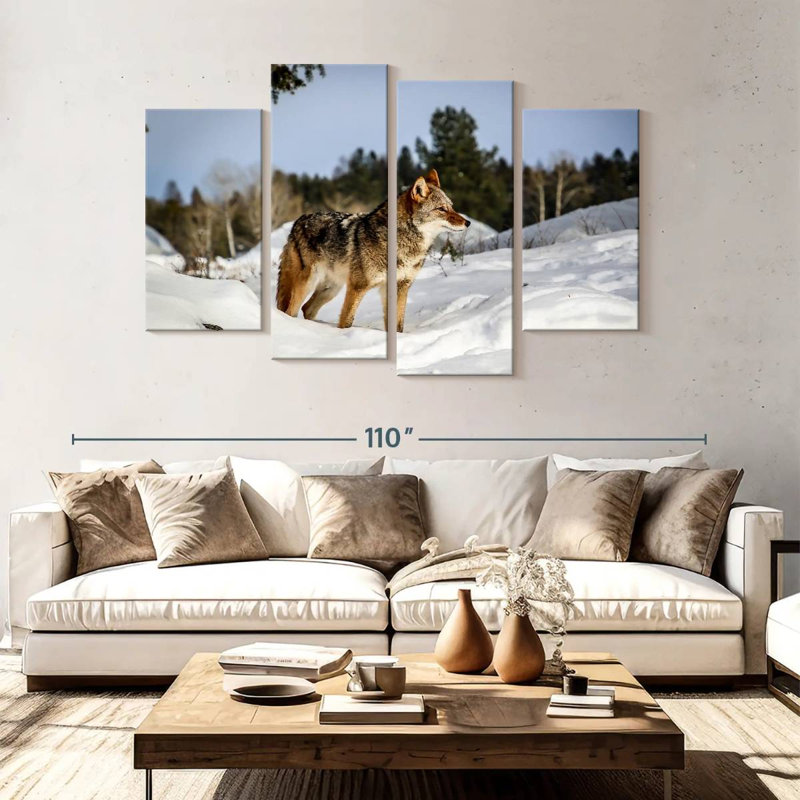 Brampt Winter Snow Coyotes, 54" H x 84" W