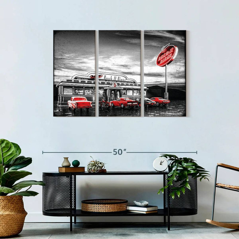 " American Diner Pop " by L. C. Sutton Creations 3 - Pieces, 28" H x 45" W x 1.25" D