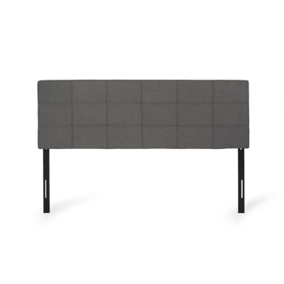 Elegant King/ King Sized Headboard: Waffle Stitch, Piped Edges, Adjustable 48.5 - 53 In, Charcoal Grey Upholstery Bed Accessory Modern Headboard With And Trim, Height Fabric