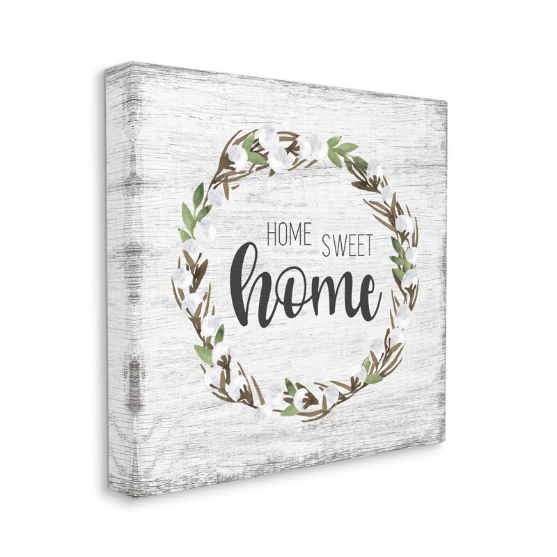«Rustic Wreath Sweet Home Calligraphy Country Sign», art mural sur toile par Natalie Carpentieri