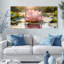 «Pink Lotus Flower Water Reflection», ensemble de 3 reproductions d'art sur toile tendues-826782685