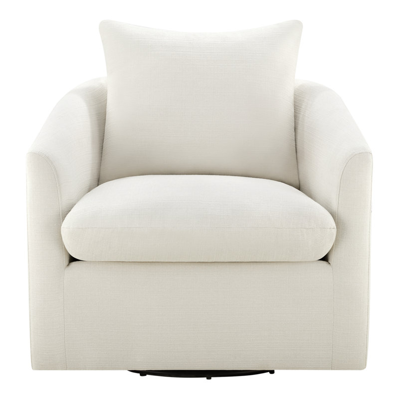 Menta 33.5'' Upholstered Swivel Barrel Chair, Flannigan Cotton Tweed