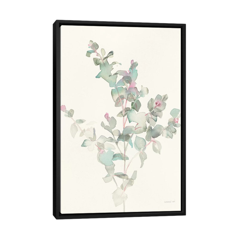 " Eucalyptus II " by Danhui Nai, 26" H x 18" W x 1.5" D, Black Floater Framed Canvas, No Mat