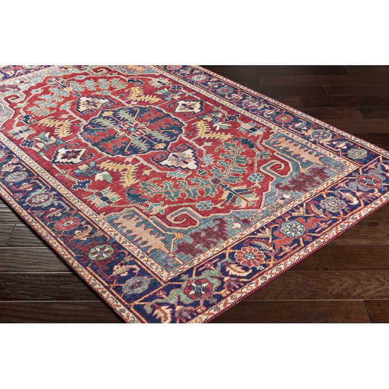 Tapis rouge / bleu marine Fleckenstein, Rectangle 2 pi 3 po x 3 pi 9 po