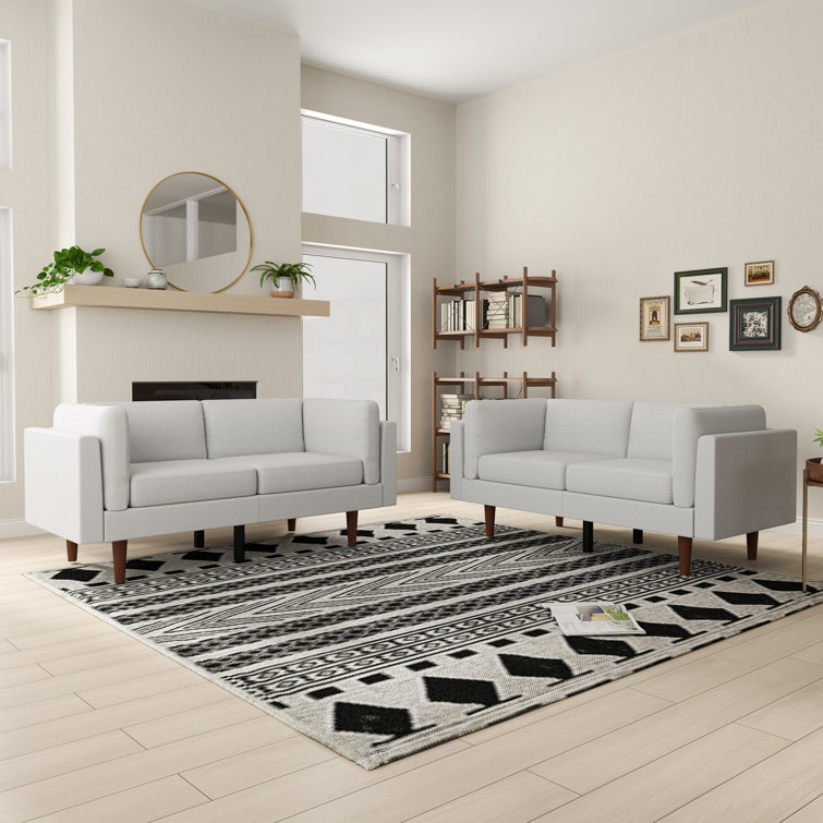 64.2" Wide Modern Comfortable Convertible Loveseat Sofa With Reclining Backrest(Set Of 2)