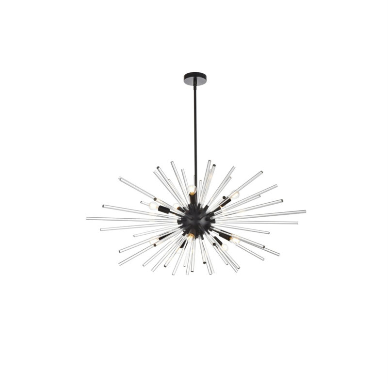 Luminaire suspendu unique à 10 lumières Francene, Noir