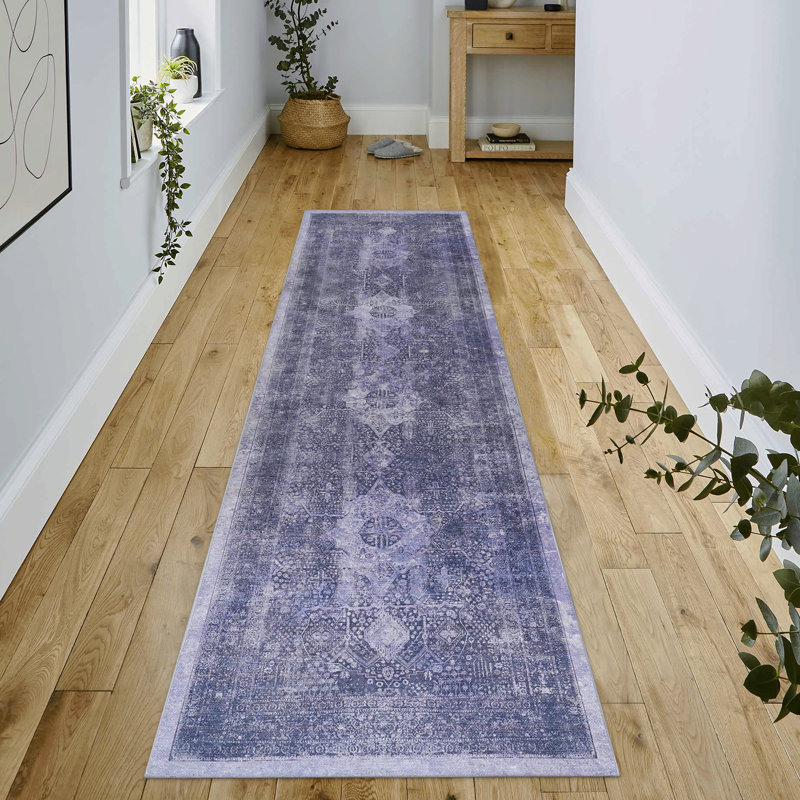 Tapis de couloir 2 pi 6 po x 10 pi lavable, à poils courts, antidérapant, antidérapant, pliable, adapté aux enfants et aux animaux de compagnie